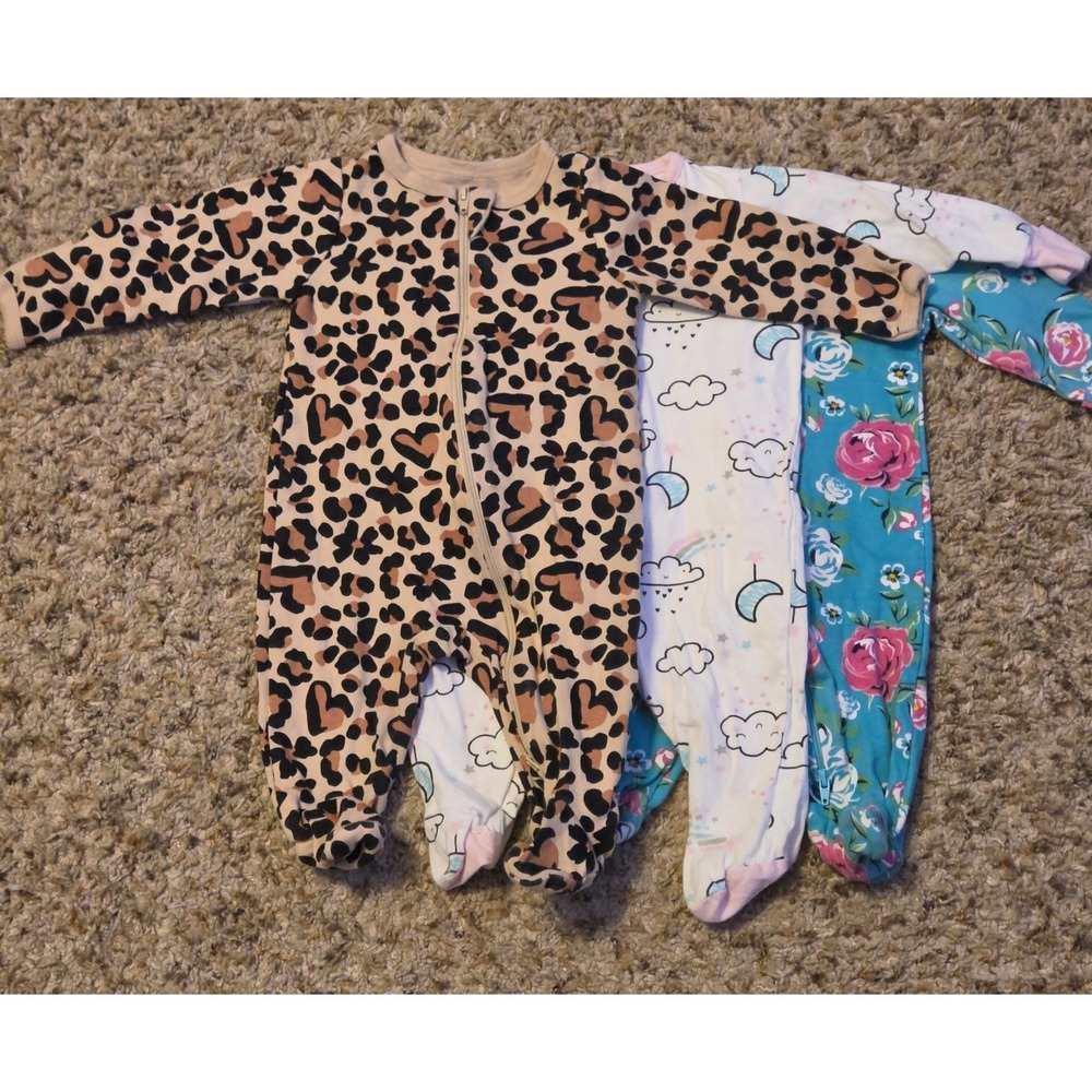 Bundle Of 3 Sleepers Baby Size 0-3 Months Wonder Nation/Gerber‎